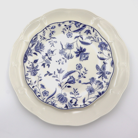 Indigo Vine Floral Plates