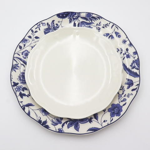 Indigo Vine Floral Plates