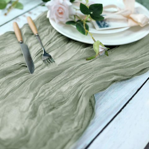Cheesecloth Boho Table Runner - Sage