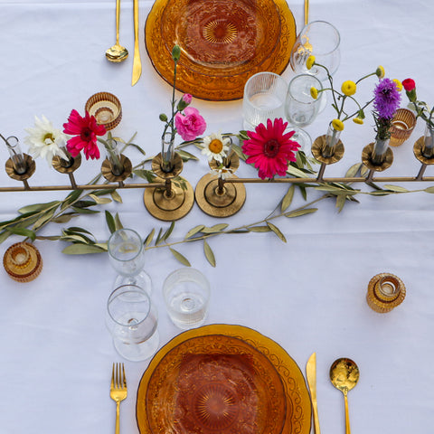 Evening Primrose Glass Plates - Amber