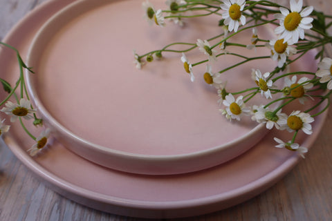 Painted Daisy Ceramic Plates - Peony