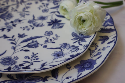 Indigo Vine Floral Plates