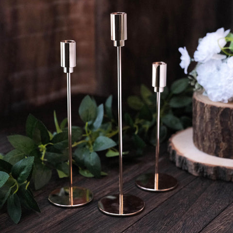 Gold Metal Candlestick Set
