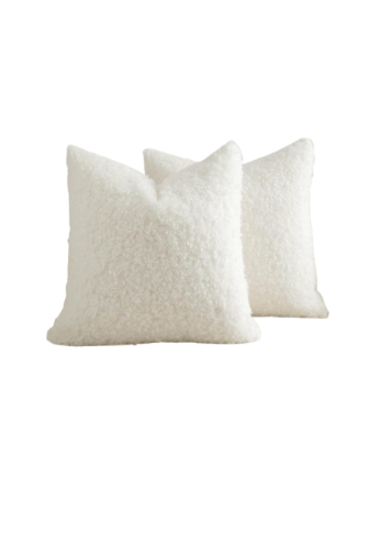 White Boucle Throw Pillow