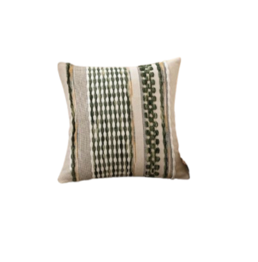 Green Stitch Throw Pillow