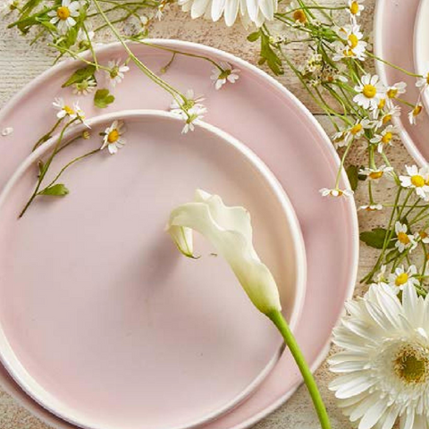 Painted Daisy Ceramic Plates - Peony