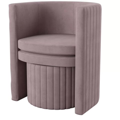 Barrel Velvet Accent Chair + Ottoman