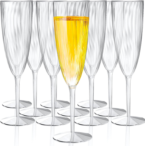 plastic premium champagne glasses - available to rent by the Wildflower Denver, the premier wedding and event rental vendor. 